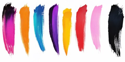 Brush stroke set featuring bold, textured designs, vibrant colors, and versatile artistic styles for creative projects