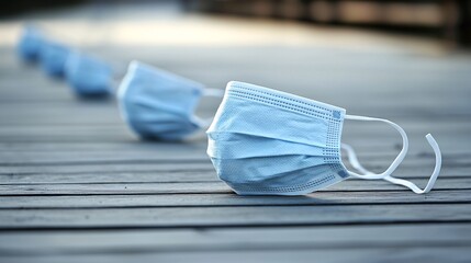 Surgical masks featuring elastic ear loops for secure fitting Stock Photo with side copy space