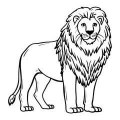 Powerful Lion Outline Vector for Animal-Themed Artwork