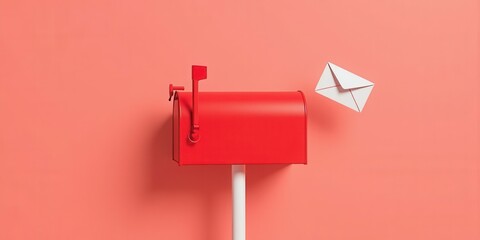 Red Mailbox with Incoming White Envelope