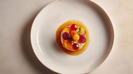 White table with colorful artisanal creation on refined plate