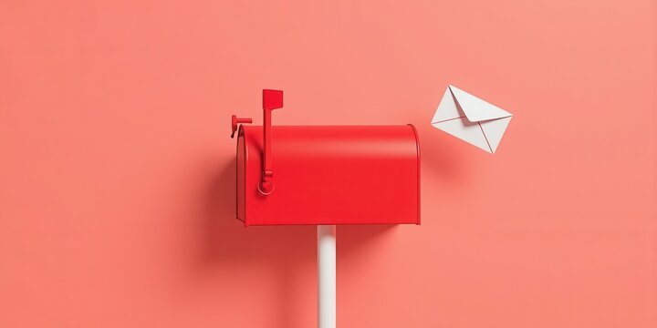 Red Mailbox with Incoming White Envelope