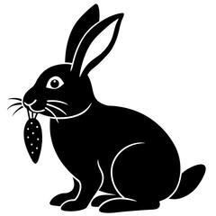 Silhouette Rabbit Vector Eating a Pineapple for Creative Designs