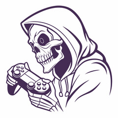 Skull Gamer Illustration Holding Controller for Creative Designs