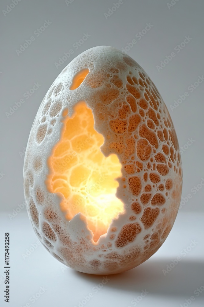 Aufkleber lighted eggshell with a hole in it. the eggshell is white and the hole is yellow