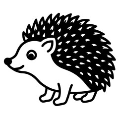 Cute Silhouette of a Hedgehog line art vector cartoon illustration
