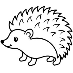 Cute Silhouette of a Hedgehog line art vector cartoon illustration