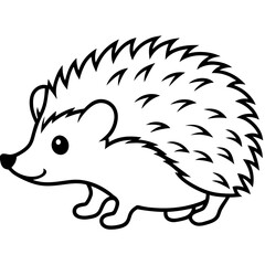 Cute Silhouette of a Hedgehog line art vector cartoon illustration