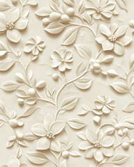  embossed floral pattern on soft beige background
