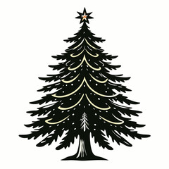 Obraz premium Vintage Christmas Cute tree Black silhouette