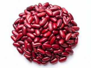 Red Kidney Beans, Top View, Isolated White Background - High Resolution Stock Photo
