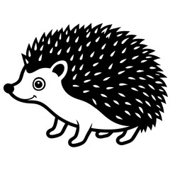 Cute Silhouette of a Hedgehog line art vector cartoon illustration