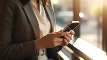 Professional Woman Using Smartphone for Work Communication