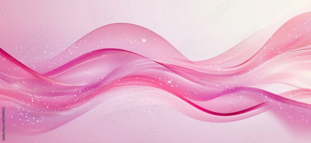 Poster abstract pink wave background with flowing curves and sparkling elements, perfect for design project