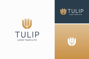 Golden Flower Tulip Beauty Floral Plant logo design