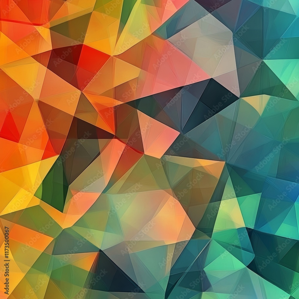 Poster a colorful abstract pattern of triangles and squares