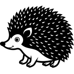 Cute Silhouette of a Hedgehog line art vector cartoon illustration
