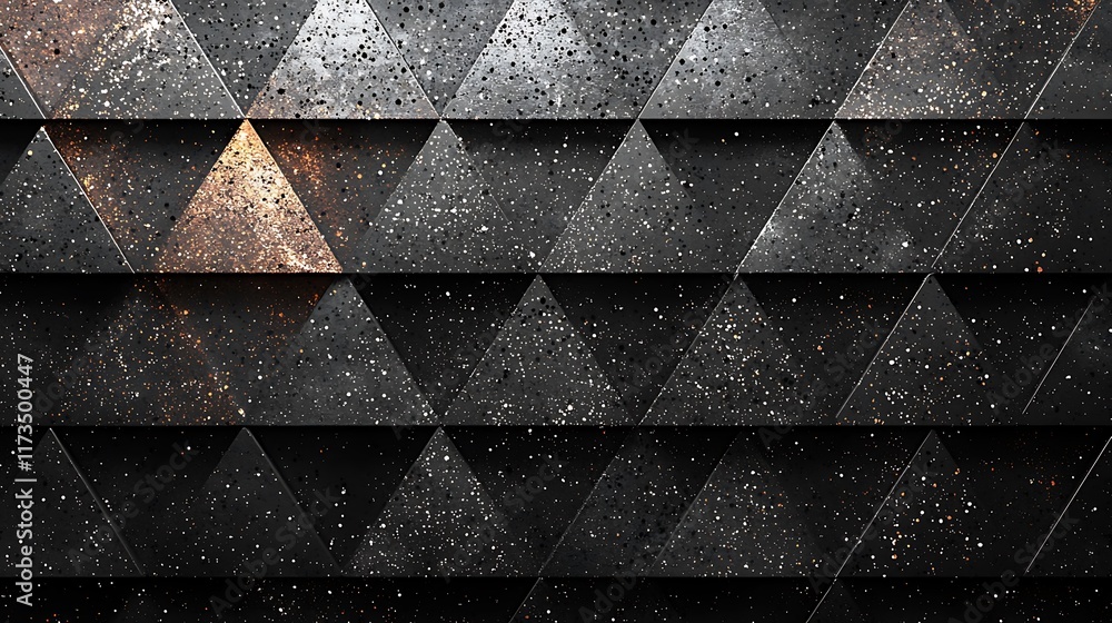 Poster dark grey textured triangles pattern background.