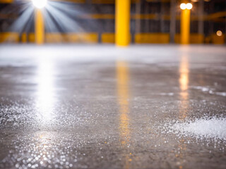 Icy Concrete Floor with Light Streaks.