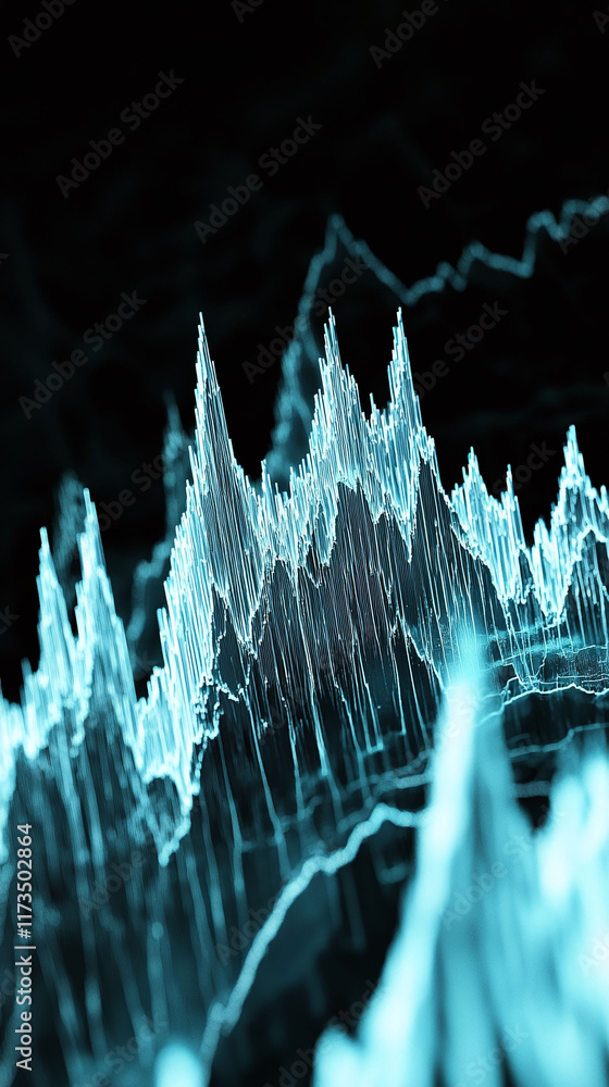 Poster pixel graph of market volatility showing sharp peaks and valleys.