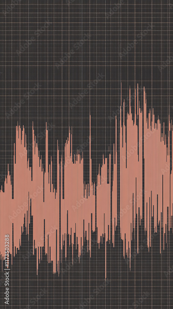 Poster pixel line graph displaying fluctuating stock market trends in a retro computer style.