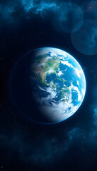 Obraz premium View of the planet earth from space. Gas, nebula, stars. Illustration, studio lighting, with white tones
