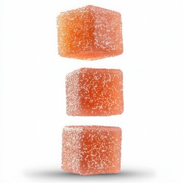 Stacked Gummy Cubes with Sugar Coating on Transparent Background