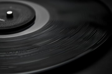 Detailed close-up of a vintage vinyl record with visible grooves and a turntable needle, capturing the essence of analog music.