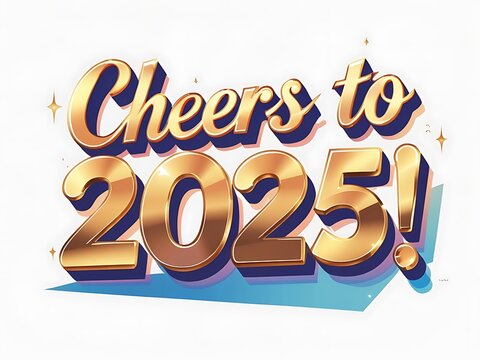 Cheers to Two Thousand Twenty Five Gold Lettering