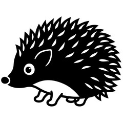 Cute Silhouette of a Hedgehog line art vector cartoon illustration
