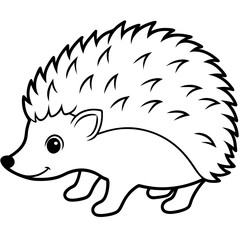 Cute Silhouette of a Hedgehog line art vector cartoon illustration