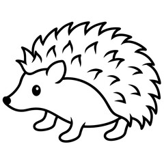 Cute Silhouette of a Hedgehog line art vector cartoon illustration