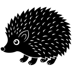 Cute Silhouette of a Hedgehog line art vector cartoon illustration