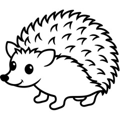 Cute Silhouette of a Hedgehog line art vector cartoon illustration