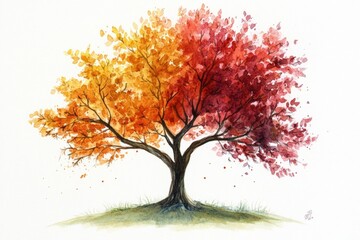 Autumn Tree Watercolor Painting