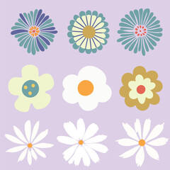 Collection of  colorful flowers icon . Abstract botanical flowers background. style for banners, wallpaper, posters, websites, online shopping.