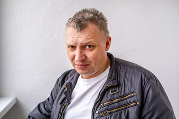 distorted face of sad and grieved very upset person, dissatisfied with his hard fate