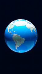 Fototapeta premium 3D illustration of blue globe, hyperrealism, with white tones