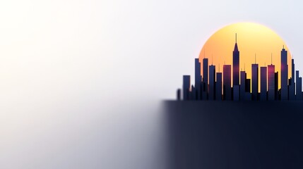 Fototapeta premium Tranquil Sunrise Illuminating Urban Skyline with Soft Pastel Hues Creating a Serene Atmosphere for Morning City Life and New Beginnings