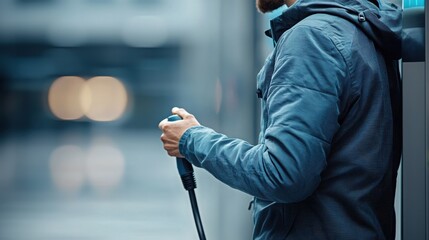 Close-up of urban ev charging and renewable energy integration