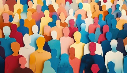 A large group of people in various colors, representing diversity and information sharing.