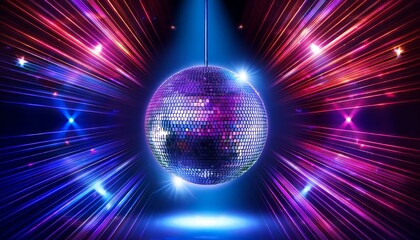 vibrant lighted stage with disco ball at the center vertical