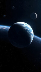 Flat Earth in space. Concept mythology universe and world are disk. Generation AI, digital art, with white tones