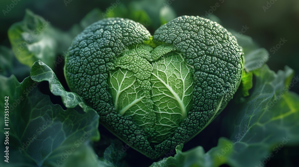 Fototapete intricate leaf patterns on a heart-shaped cabbage design