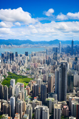 Fototapeta premium Bird's Eye View of Metropolitan Cityscape: A Symphony of High Rise Structures