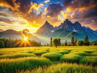Obraz premium Stunning landscapes, financial success: Dollar signs reflect your photography business's booming growth.