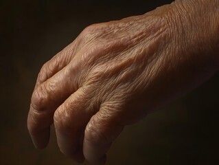 Fototapeta premium close-up of a wrinkled hand reaching out