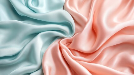 Obraz premium Soft pastel silk fabric textures in mint and peach hues