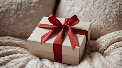 New Year's gifts wrapped in festive paper, surrounded by sparkling decorations, elegantly displayed on a rustic wooden surface