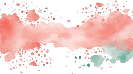 Obraz premium Soft watercolor splashes in coral and teal hues